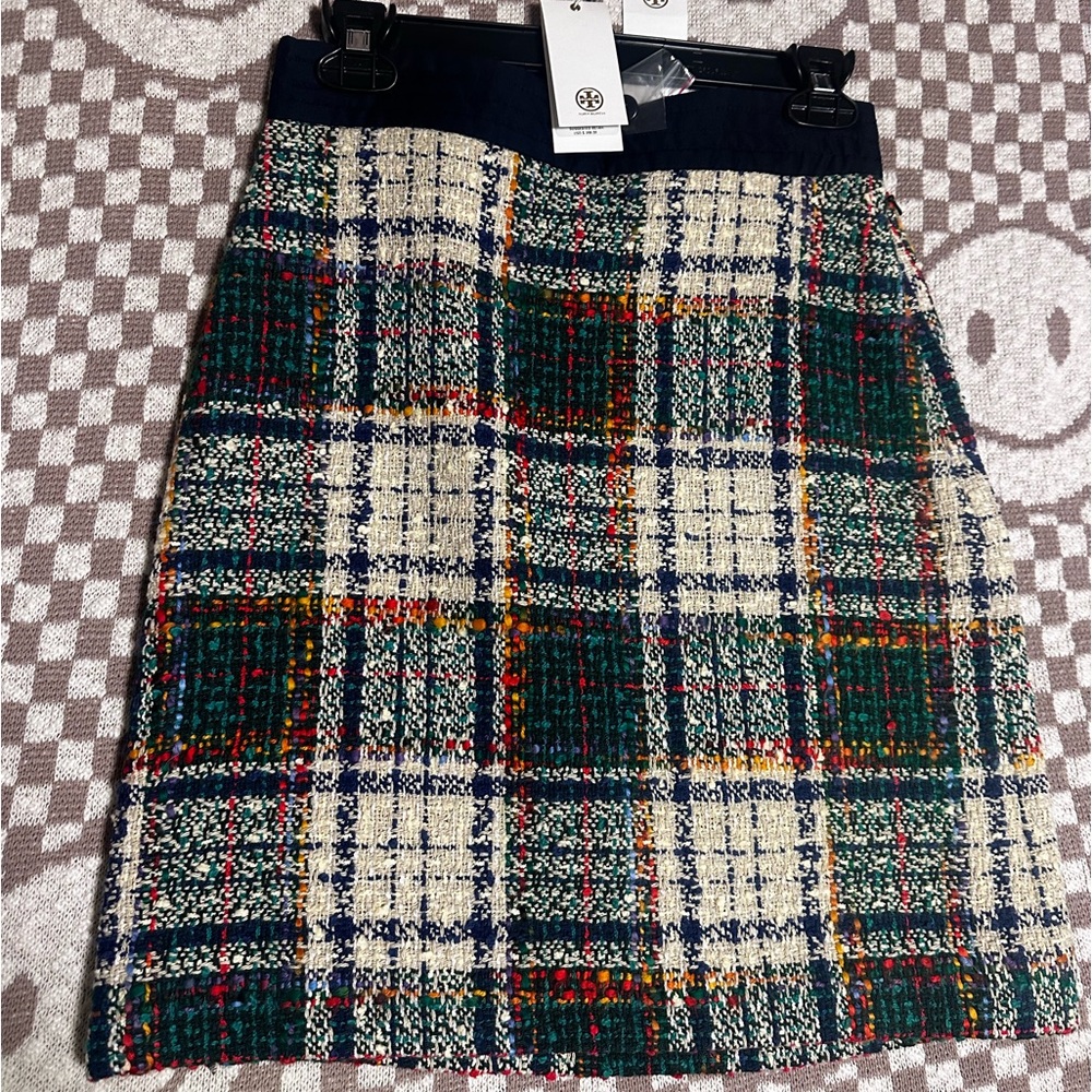NWT Tory Burch Nubby Tartan Tweed Skirt size 4
